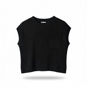 Lillusory Cropped Sweater Patch Pocket Distressed Size XS Boxy Knit‎ Grunge